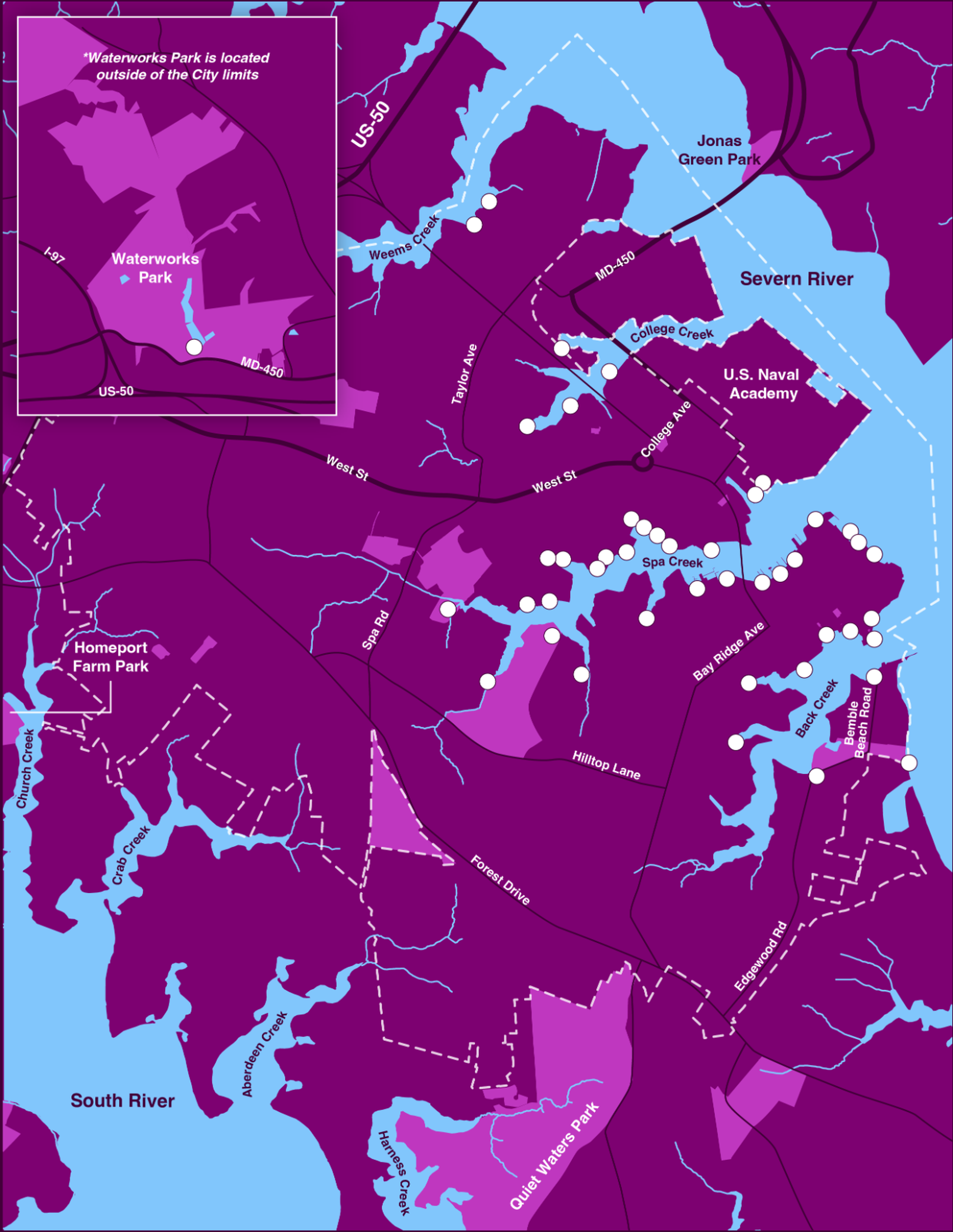 Annapolis water access map